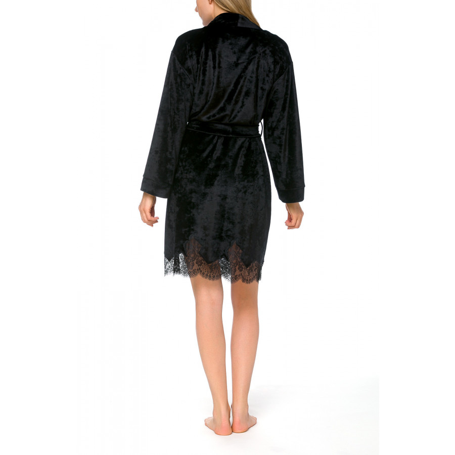 Pretty, black short bathrobe in a blend of bamboo fibre - Coemi-lingerie