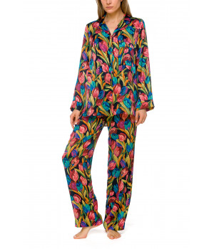 2-piece satin pyjamas in a multi-coloured floral print