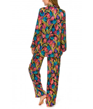 2-piece satin pyjamas in a multi-coloured floral print - Coemi-lingerie