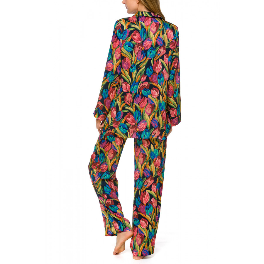 2-piece satin pyjamas in a multi-coloured floral print - Coemi-lingerie