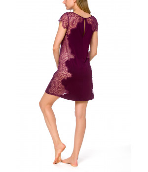 Negligee with short flounce sleeves in micromodal and lace - Coemi-lingerie