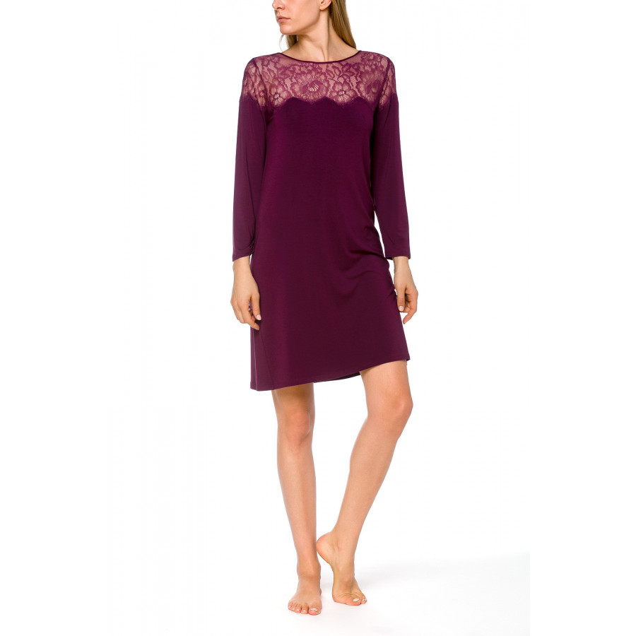 Tunic-style, long-sleeve nightdress in a blend of micromodal and elastane - Coemi-lingerie