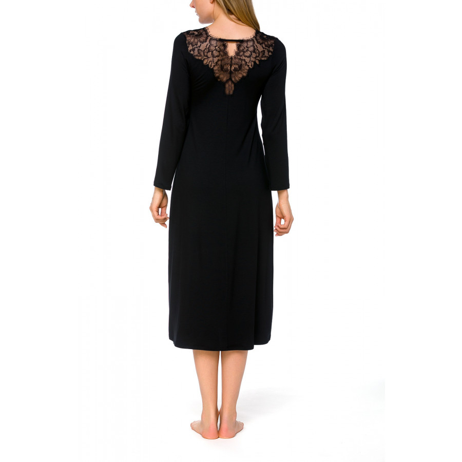 Night shirt/lounge robe with long sleeves and lace adorning the neckline and back - Coemi-lingerie