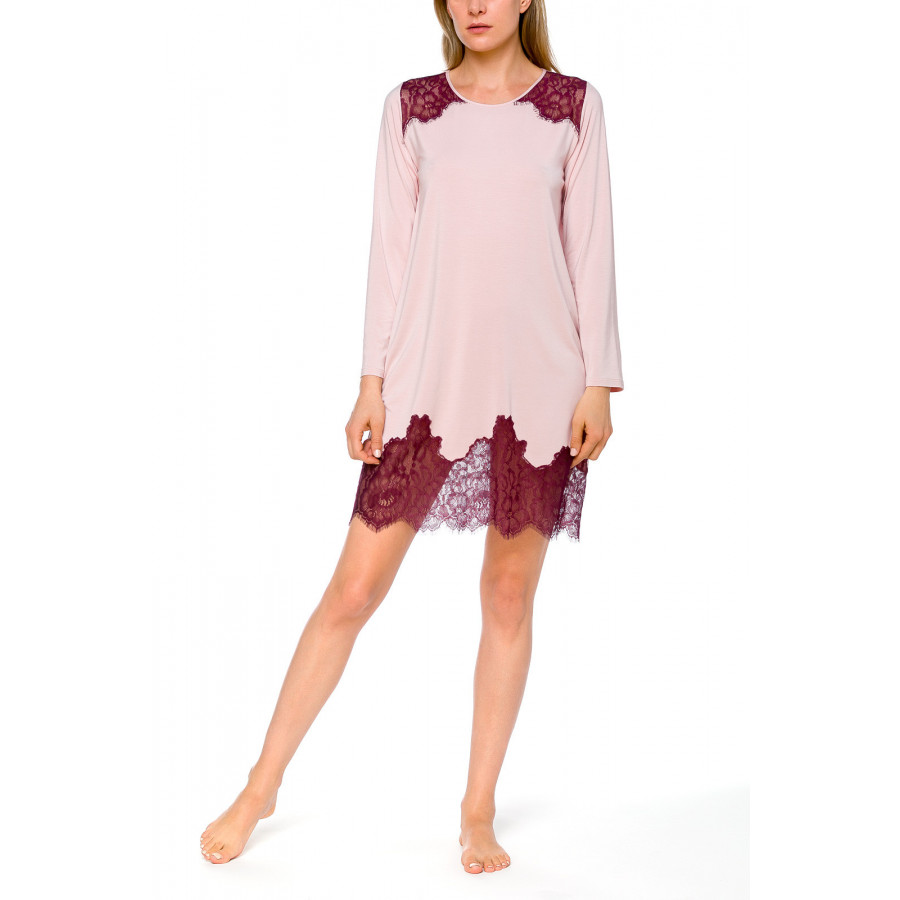 Little nightdress with long sleeves, in micromodal and lace - Coemi-lingerie