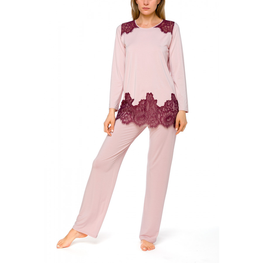 Ensemble pyjama 2 pièces en micomodal élasthanne et dentelle - Coemi-lingerie