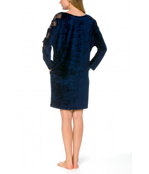 Reversible long sleeve lacy nightdress in velvety bamboo fibre - Coemi-lingerie
