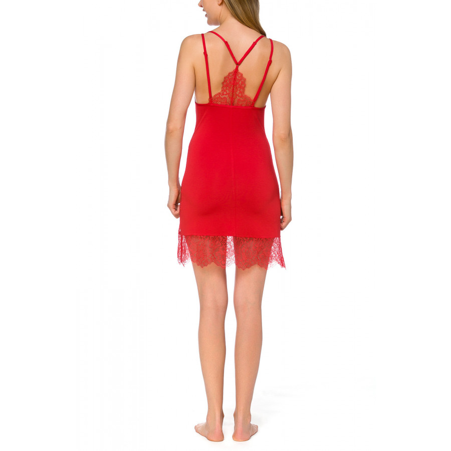 Sexy, blazing red negligee with adjustable straps and lace - Coemi-lingerie