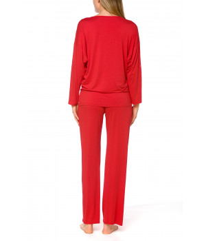 Zweiteiliger Pyjama / Hausanzug aus rotem Micromodal und Spitze - Coemi-lingerie
