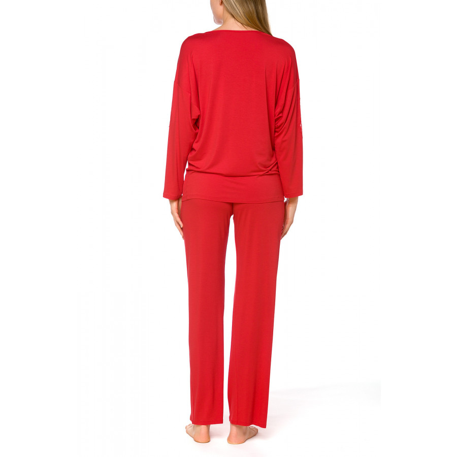 Ensemble d'intérieur / pyjama 2 pièces rouge en micromodal et dentelle - Coemi-lingerie