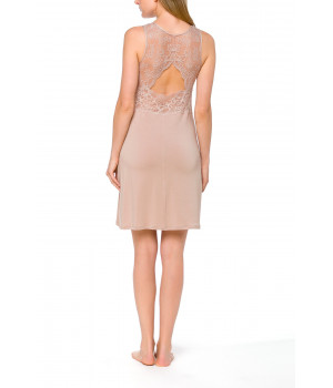 Gorgeous, skin-coloured negligee in micromodal and lace with a fitted bust - Coemi-lingerie