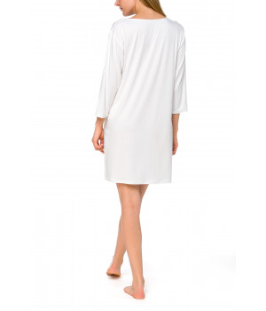 Chemise de nuit courte forme tunique manches ¾ et col dentelle - Coemi-lingerie