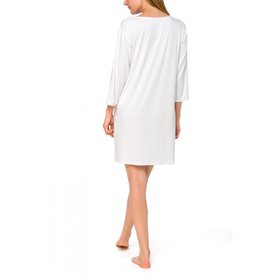 Short, tunic-style nightdress with three-quarter length sleeves and lace neckline - Coemi-lingerie