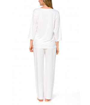 Zweiteiliger weißer Pyjama / Hausanzug aus Micromodal und Spitze - Coemi-lingerie