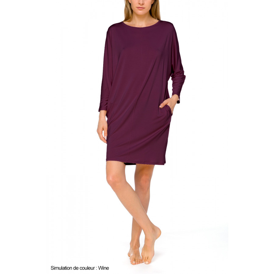 Tunic-style nightdress with batwing sleeves and slash neck - Coemi-lingerie