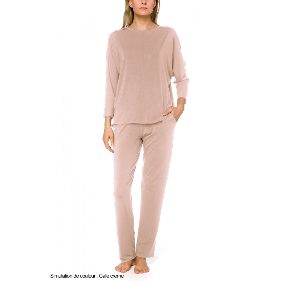 Soft, 2-piece pyjamas in a blend of micromodal and elastane, with three-quarter length sleeves - Coemi-lingerie