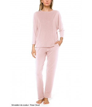Soft, 2-piece pyjamas in a blend of micromodal and elastane, with three-quarter length sleeves - Coemi-lingerie