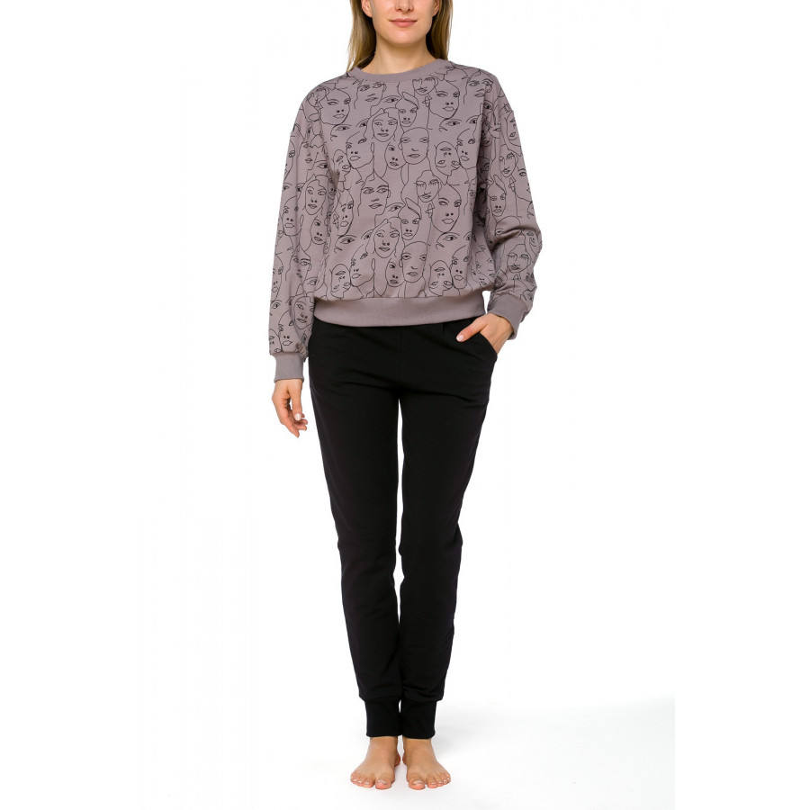 Comfy, round neck sweatshirt, plain or with a choice of motifs  - Coemi-lingerie