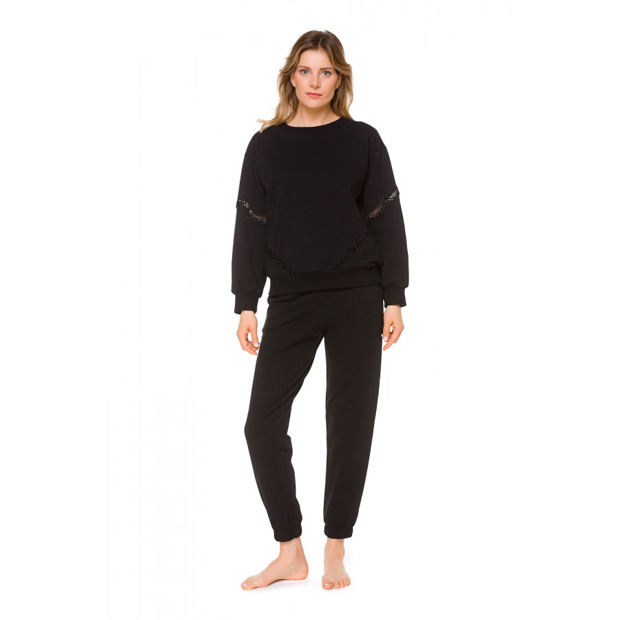 Pantalon de détente noir en coton  confortable et douillet - Coemi-loungewear