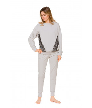 Pantalon de détente en coton gris clair, doux et confortable - Coemi-Loungewear