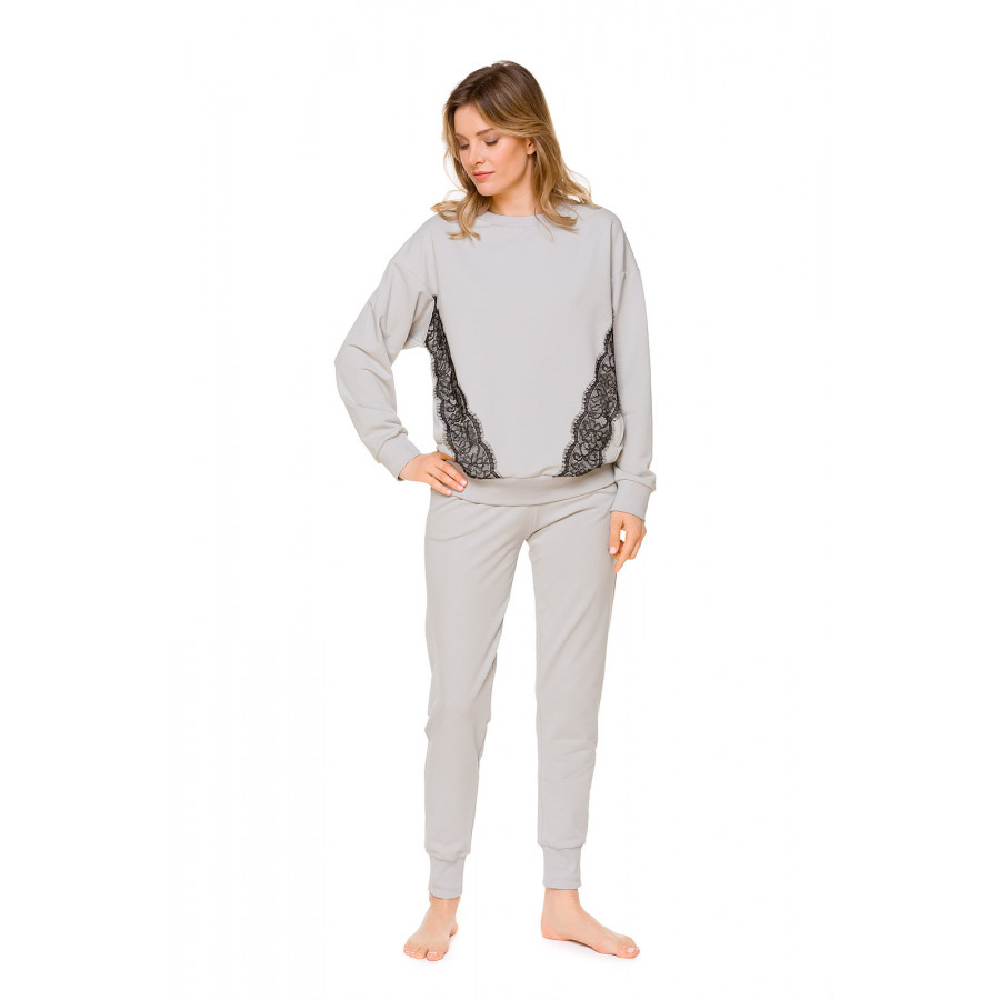 Pantalon de détente en coton gris clair, doux et confortable - Coemi-Loungewear
