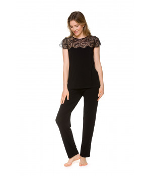 Micromodal and lace pyjamas with a short-sleeve top - Coemi-lingerie
