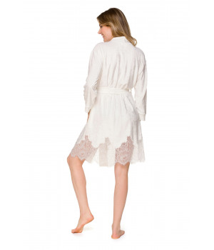 Pretty mid-thigh dressing gown in a blend of bamboo fibre and lace - Coemi-lingerie