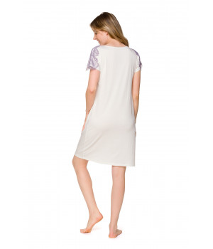Short-sleeve, round neck nightdress in micromodal and lace - Coemi-lingerie