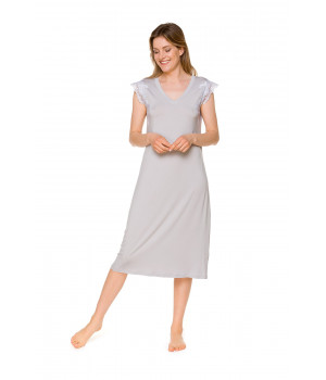 Elegant, short-sleeve nightdress with a lace insert Choice of two lengths.