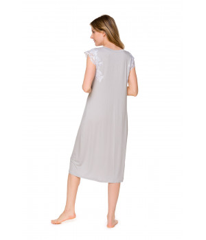 Élégante chemise de nuit manches courtes avec empiècement de dentelle. 2 longueurs au choix - Coemi-lingerie