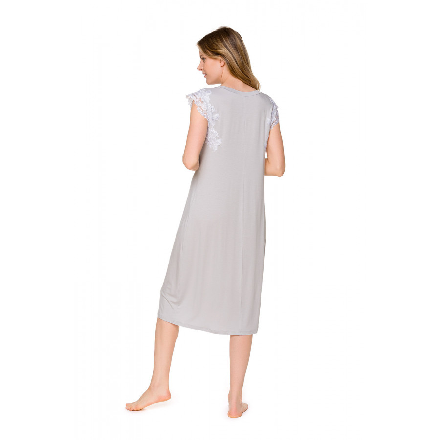 Elegant, short-sleeve nightdress with a lace insert Choice of two lengths - Coemi-lingerie