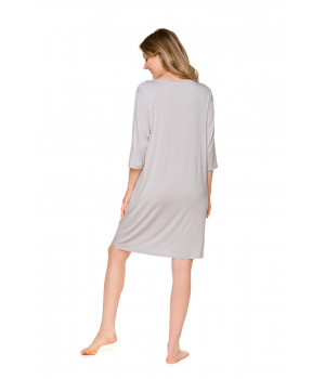 Micromodal and lace nightdress/lounge robe with three-quarter-length sleeves- Coemi-lingerie