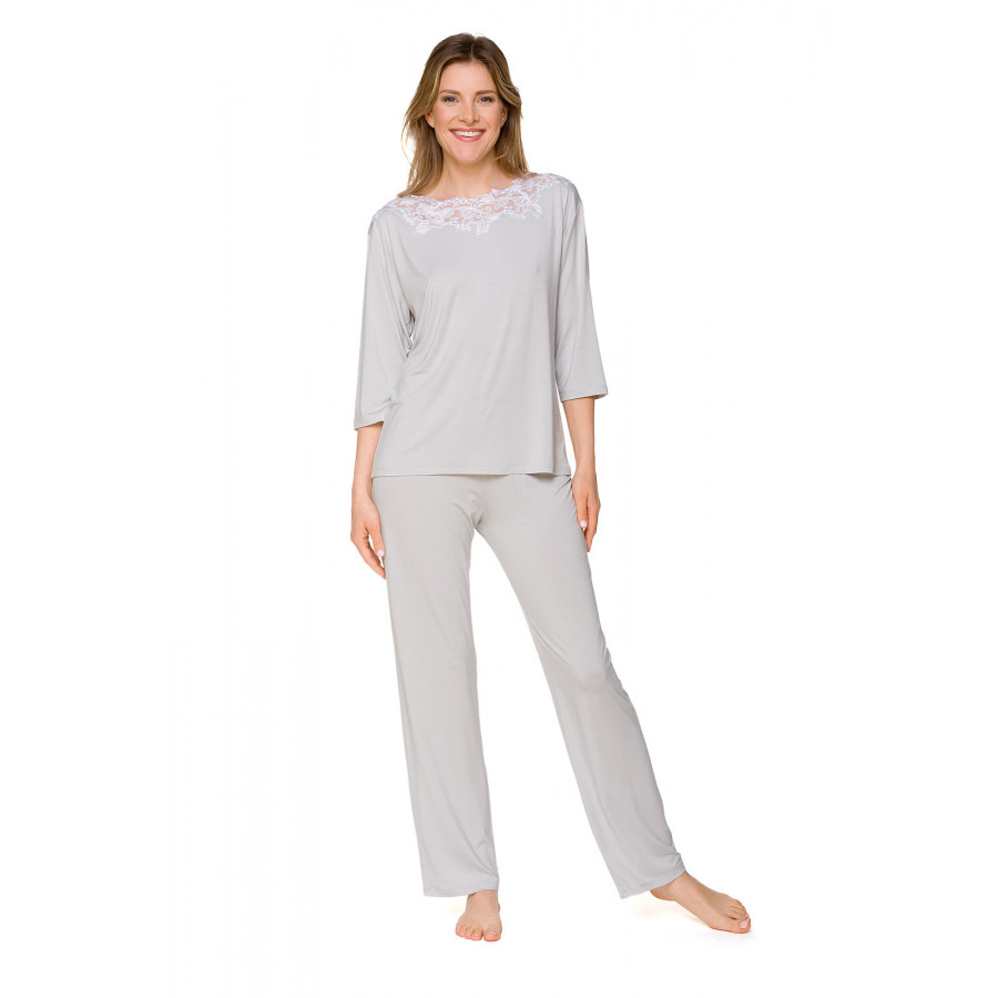 Micromodal and lace two-piece pyjamas with three-quarter-length sleeves - Coemi-lingerie