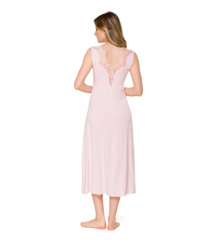 Mid-calf, sweet rose, sleeveless nightdress with lace - Coemi-lingerie