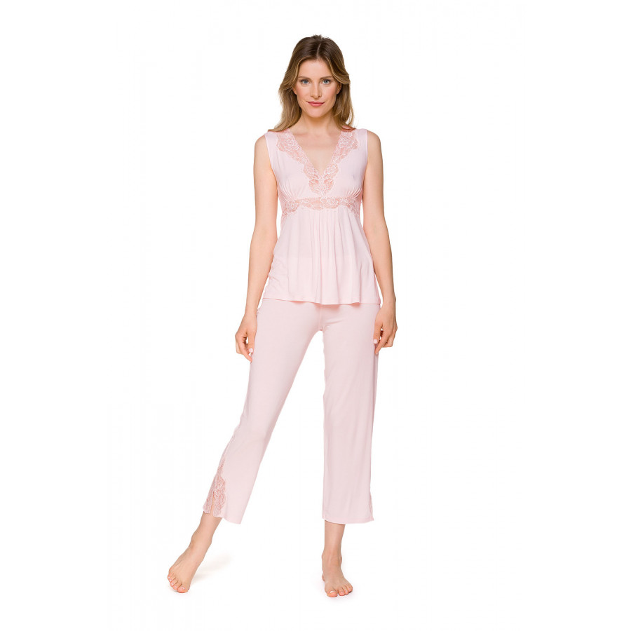 Sweet rose two-piece pyjamas in micromodal and lace - Coemi-lingerie