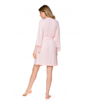 Pretty, sweet rose, micromodal dressing gown, cut just above the knee - Coemi-lingerie