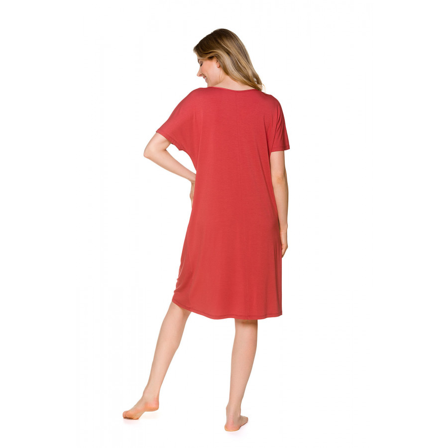 Nachthemd im Tunika-Stil in Knielänge mit kurzen Ärmeln und Spitze - Coemi-lingerie