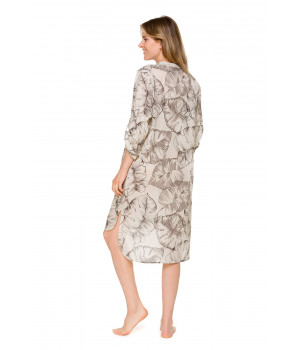 Chemise de nuit / robe d'intérieur style liquette en coton vole et imprimé feuille - Coemi-lingerie