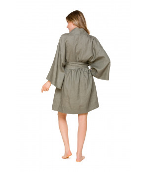 Kimono 100% lin manches longues amples et évasées - Coemi-lingerie