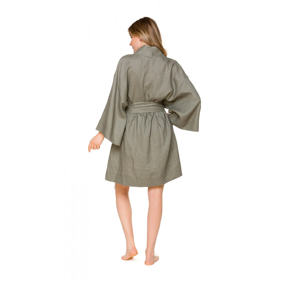 Kimono 100% lin manches longues amples et évasées - Coemi-lingerie