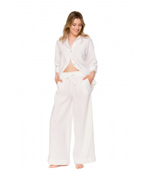 Loose-fitting two-piece loungewear set in 100% linen - Coemi-lingerie