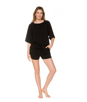 Two-piece Tencel® loungewear outfit, T-shirt with loose-fitting, three-quarter-length sleeves - Coemi-lingerie