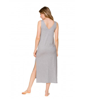 Long, sleeveless, Tencel® lounge robe with a V-neckline front and back - Coemi-lingerie
