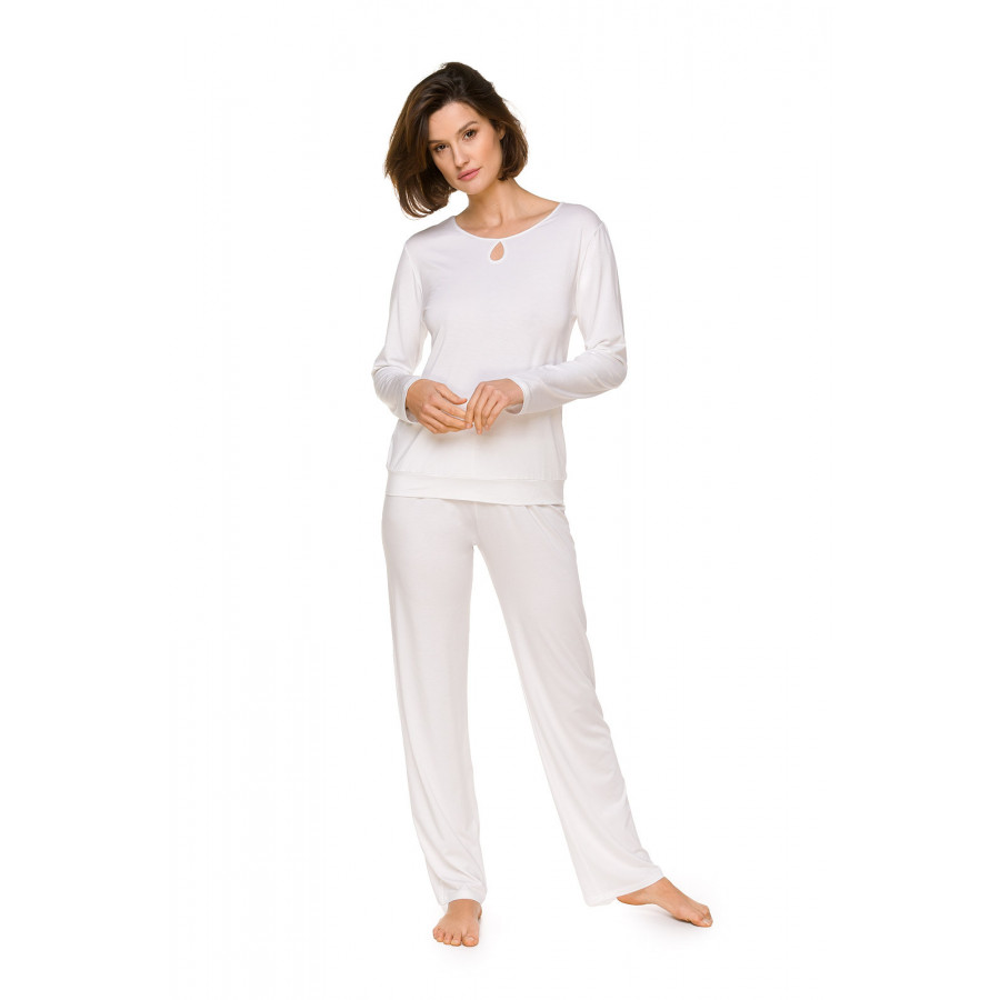 Pyjama aus Micromodal bestehend aus einem Oberteil mit langen Ärmeln und einer geraden Hose - Coemi-lingerie