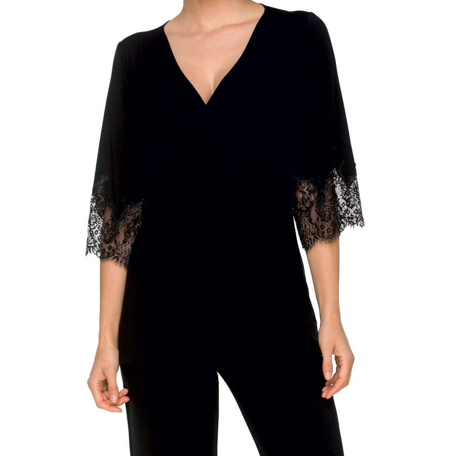 Pyjamas consisting of a top with three-quarter-length sleeves and lace - Coemi-lingerie