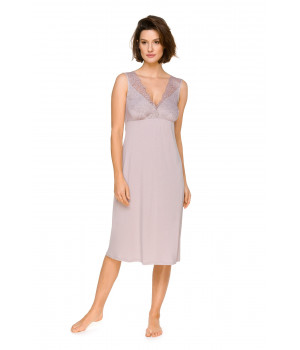 Chemise de nuit / robe d'intérieur en micromodal sans manches, juxtaposition de dentelle - Coemi-lingerie