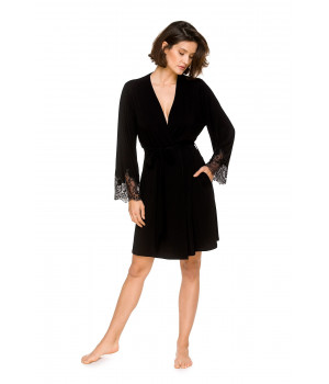 Gorgeous little micromodal dressing gown with lace on the forearms - Coemi-lingerie
