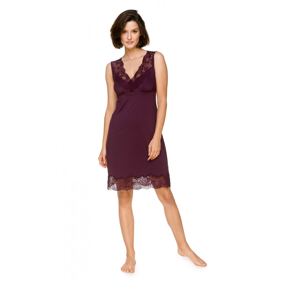 Elegant, sleeveless, micromodal and lace nightdress   - Coemi-lingerie