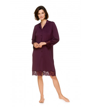 Micromodal and lace nightdress/lounge robe, buttoned all the way up the front