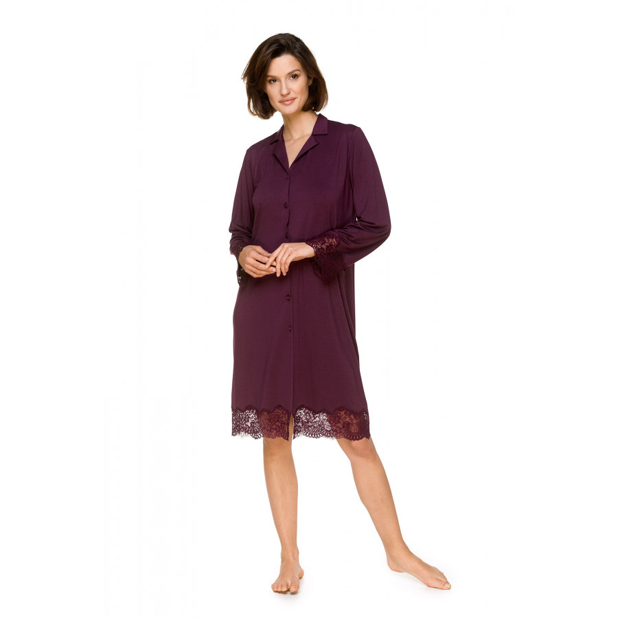 Micromodal and lace nightdress/lounge robe, buttoned all the way up the front - Coemi-lingerie