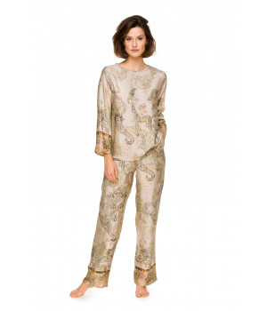 Zweiteiliger Pyjama / Hausanzug aus Viskose mit weitem Oberteil mit langen Ärmeln